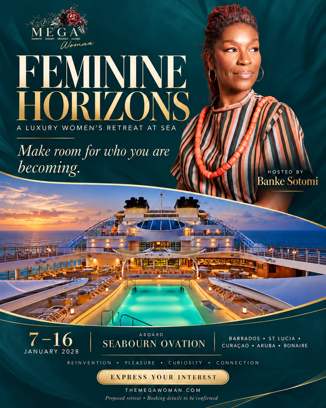 Original Feminine Horizons retreat flyer, hosted by Banke Sotomi